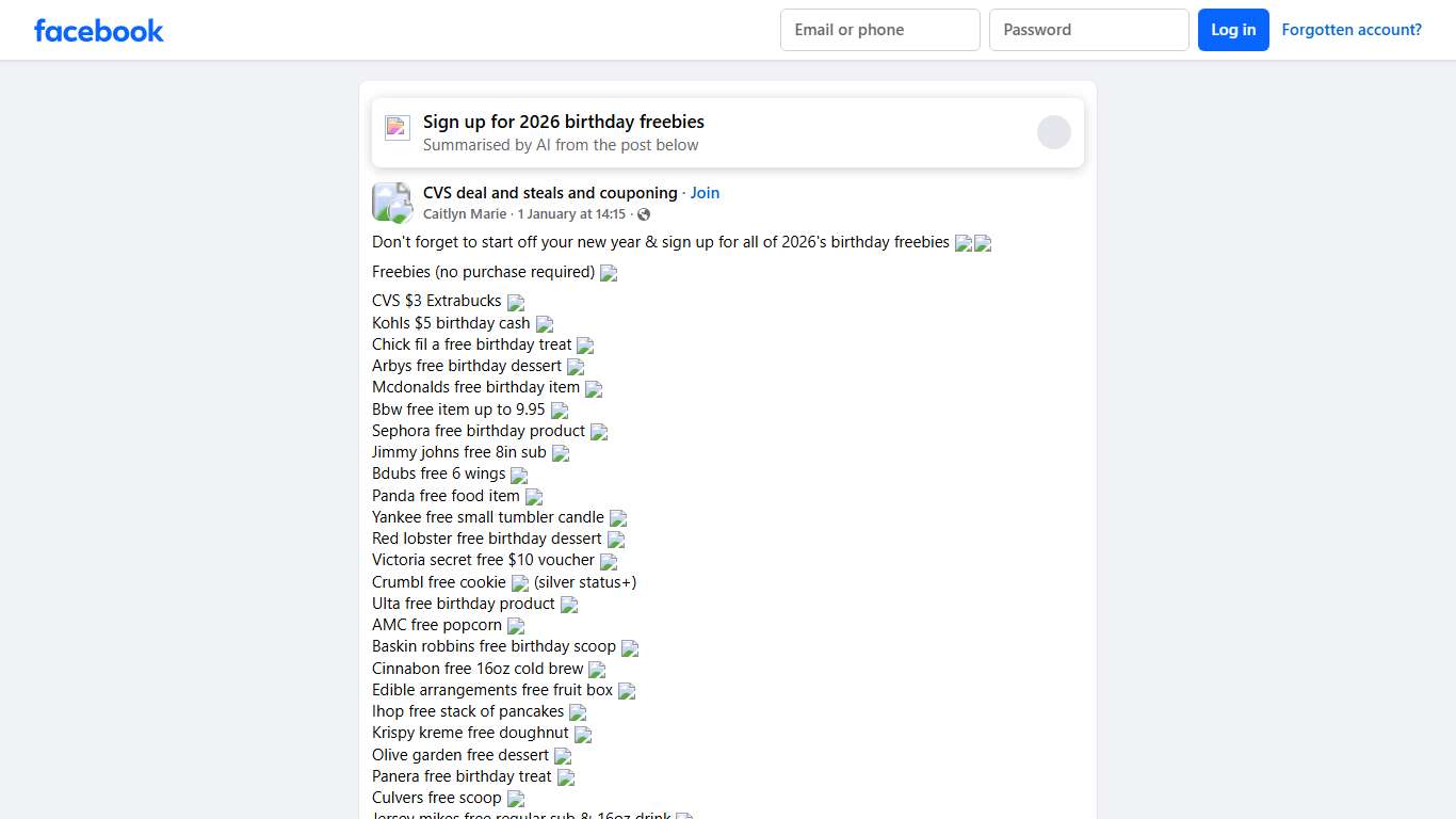 CVS deal and steals and couponing Don't forget to start off your new year & sign up for all of 2026's birthday freebies 🩷🎉 Facebook